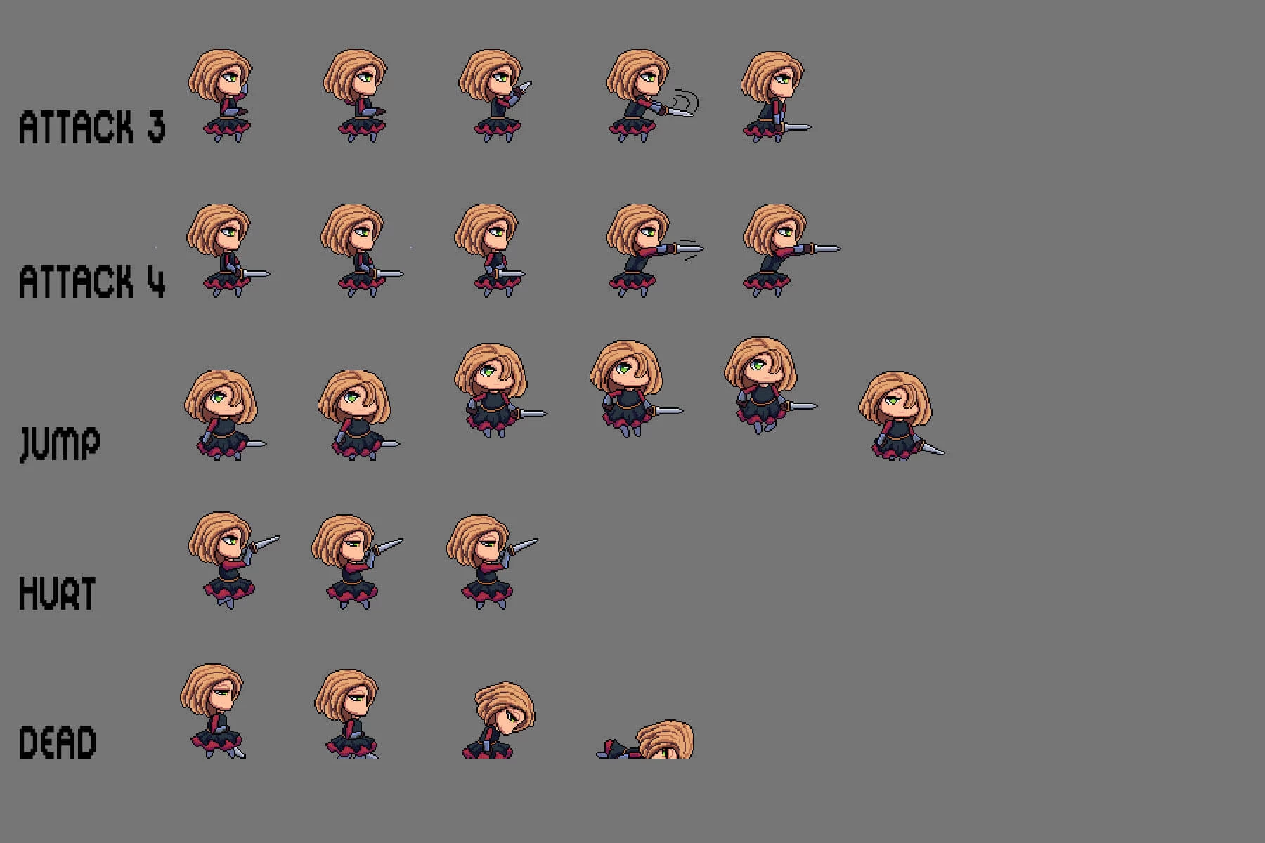 Fantasy Chibi Female Sprites Pixel Art
