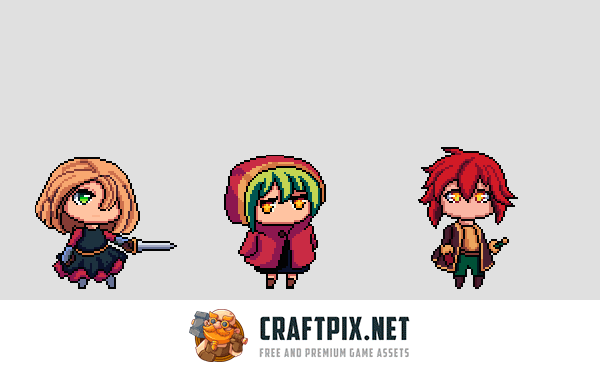 Fantasy Chibi Female Sprites Pixel Art