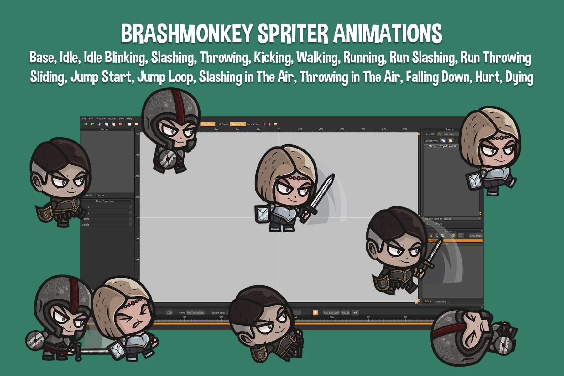 Girl Knight Chibi Character Sprites