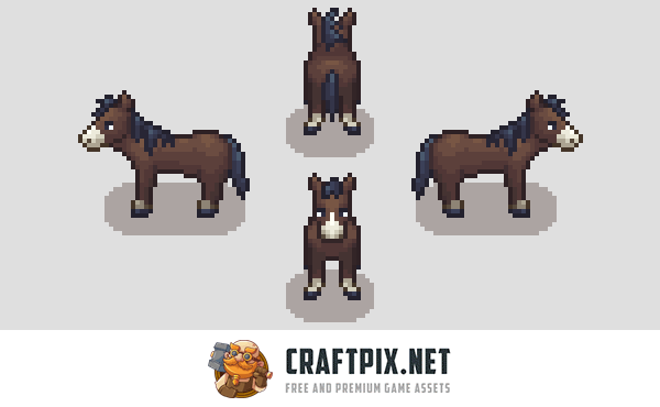 Top-Down Cute Farm Animals Pixel Sprite
