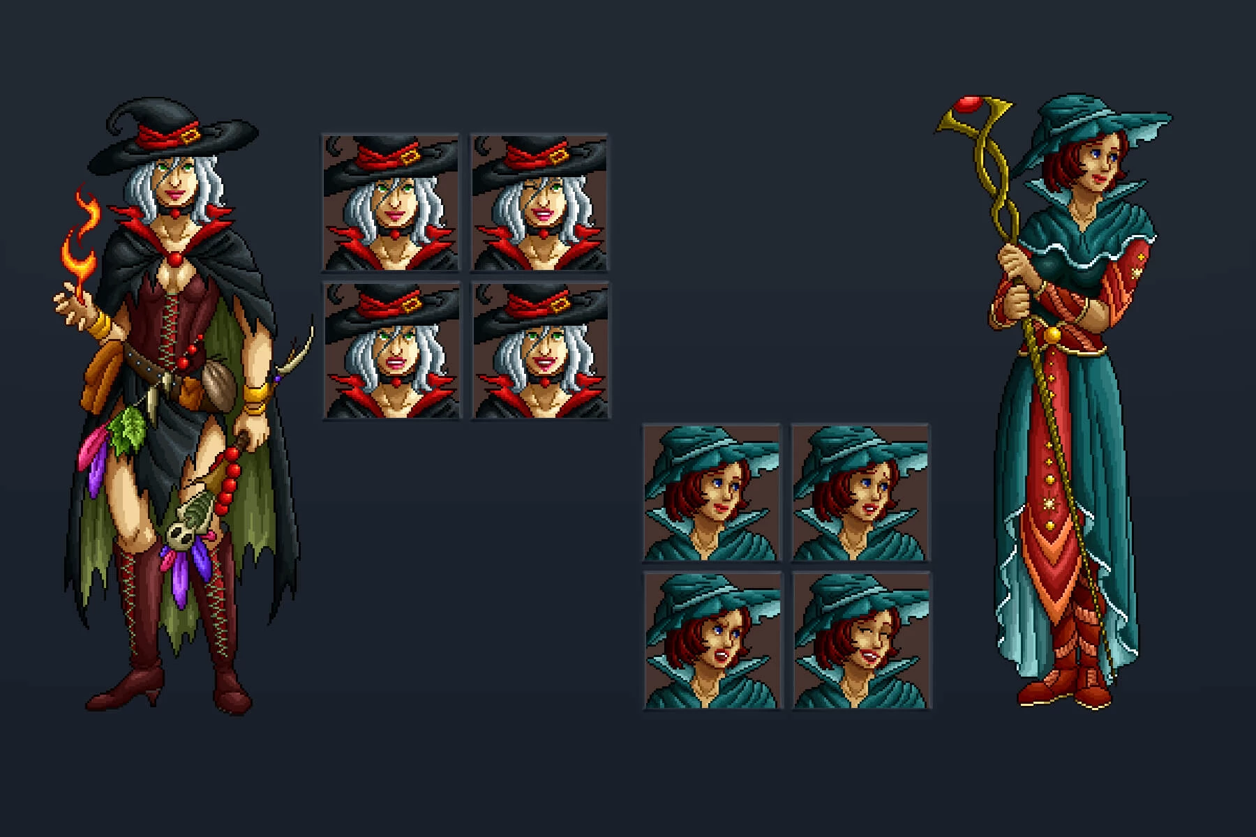 Warrior and Magician Pixel Art Character Pack