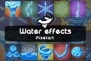 水特效像素艺术素材包：十种超能力动画精灵