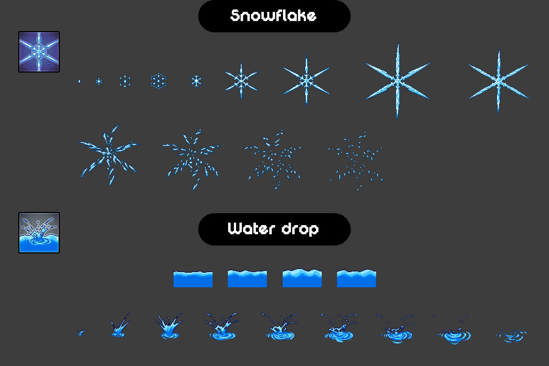 Water Effects Pixel Art Set