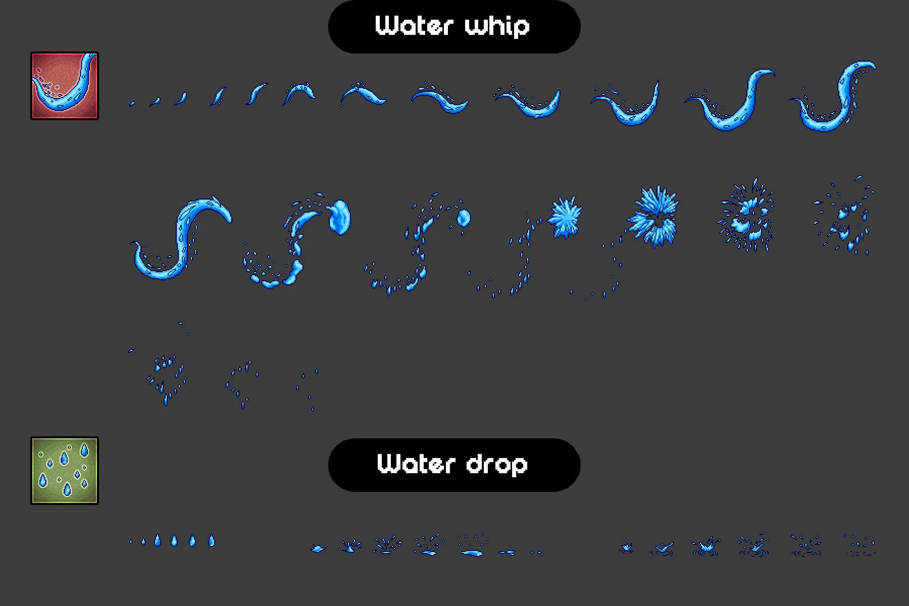 Water Effects Pixel Art Set