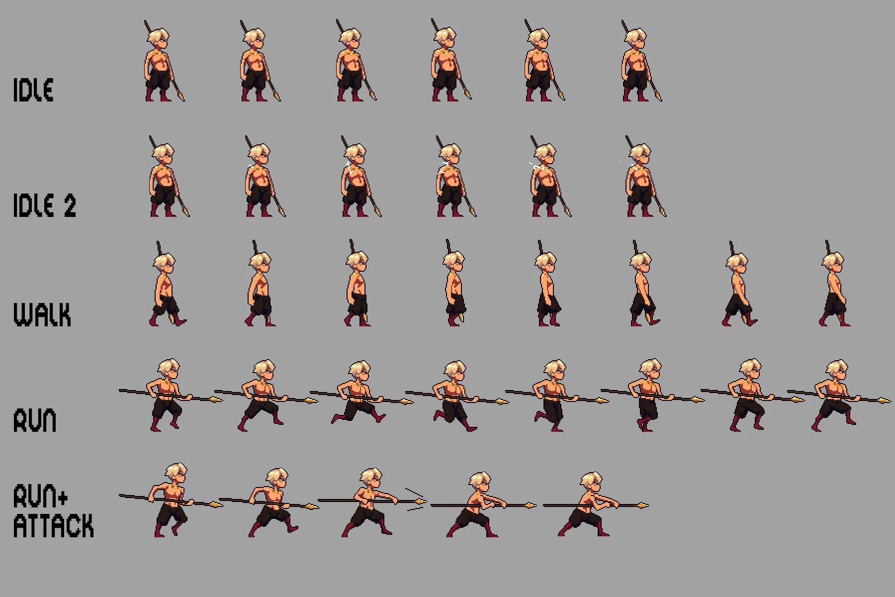 Anime Warrior Man Character Pixel Sprite Pack