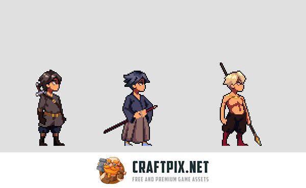 Anime Warrior Man Character Pixel Sprite Pack