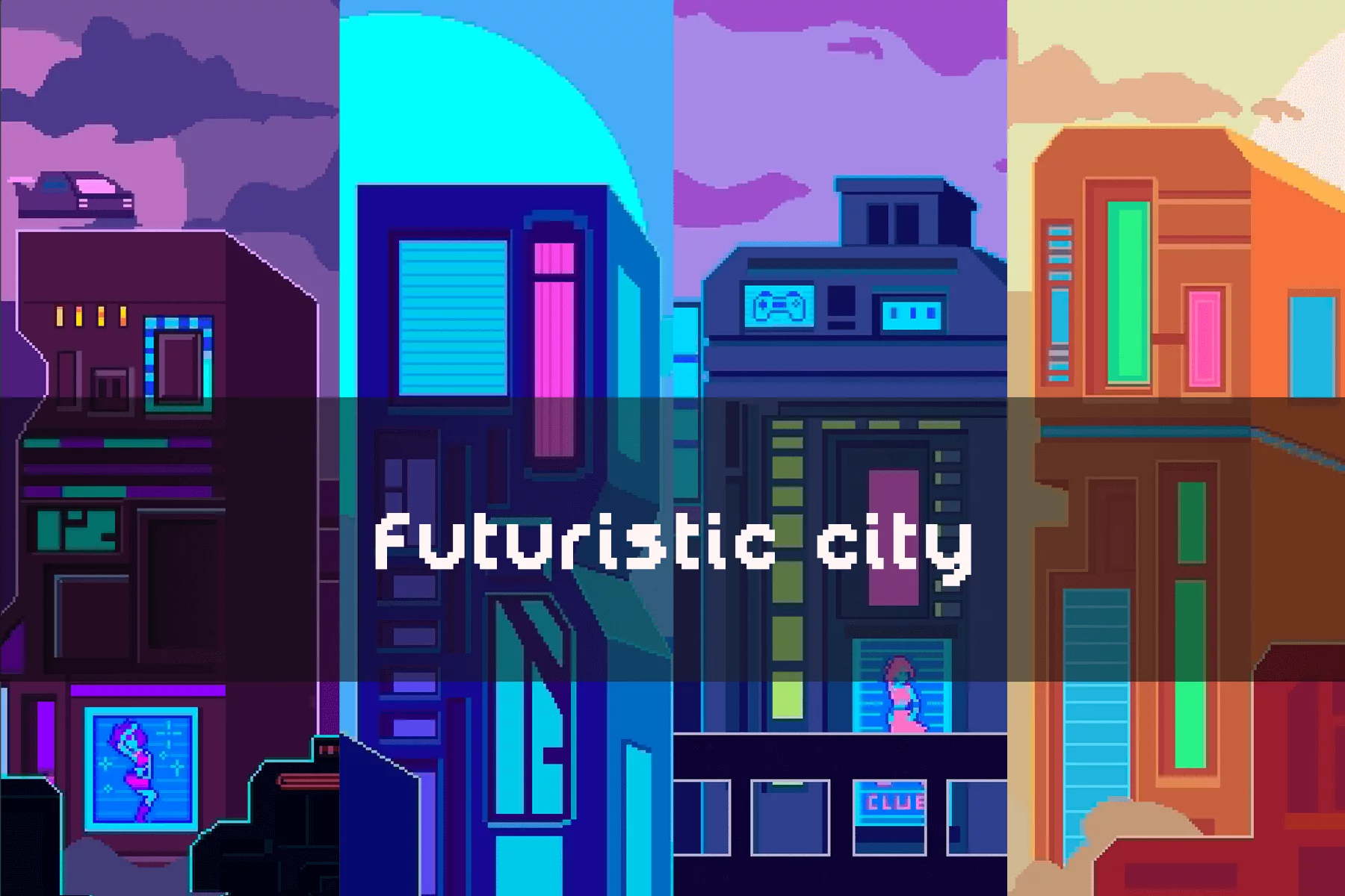 Futuristic City Pixel Art Backgrounds