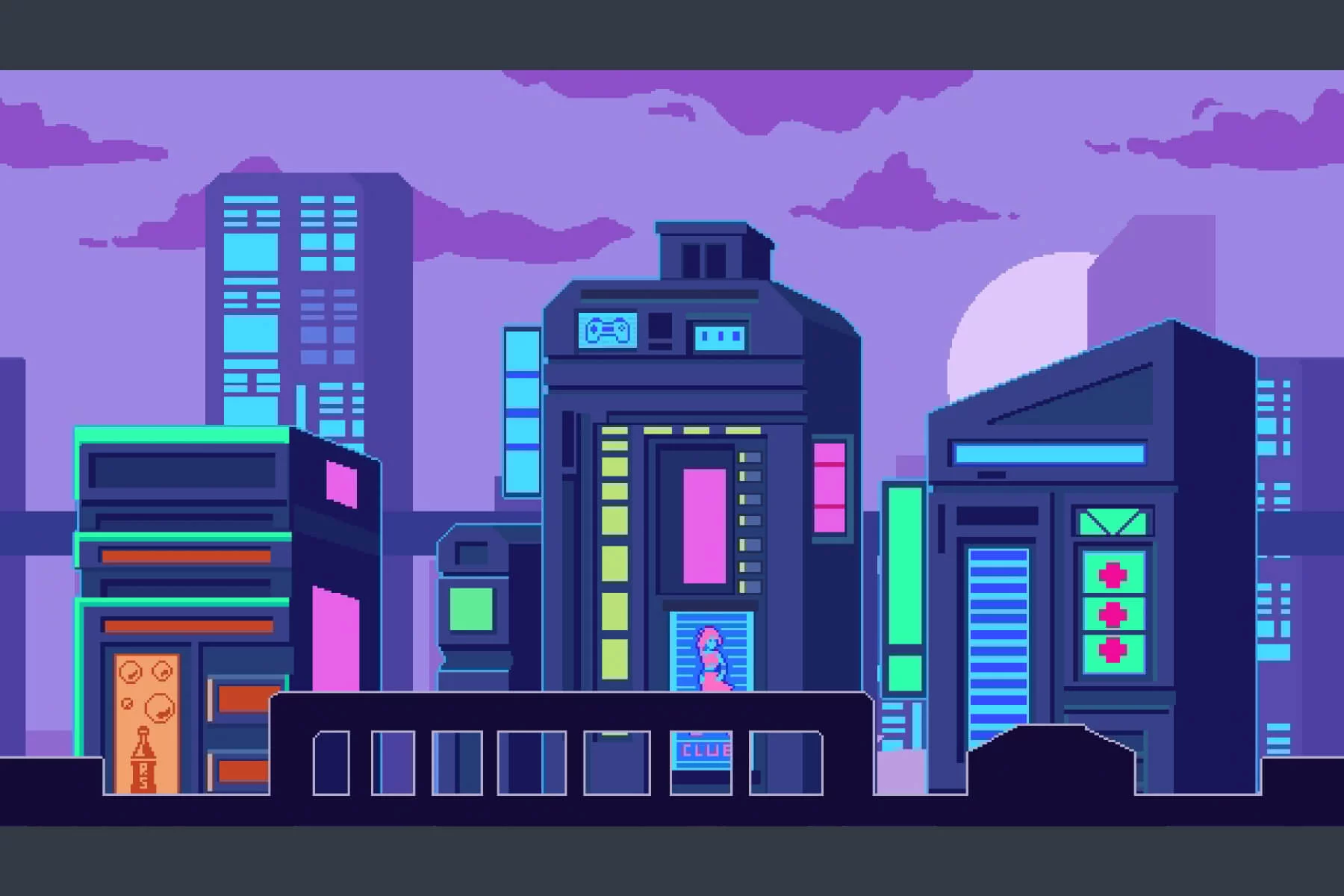 Futuristic City Pixel Art Backgrounds
