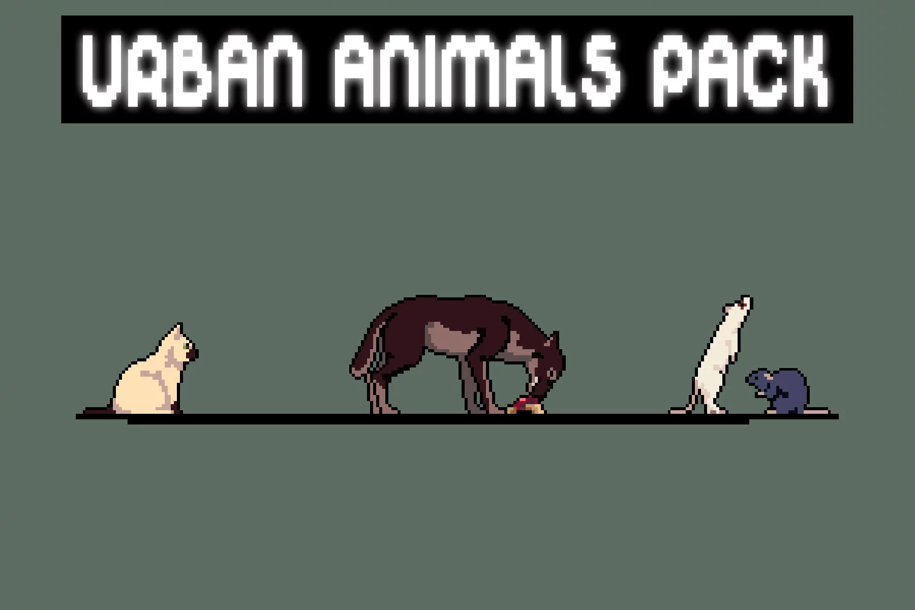Urban Animals Sprite Sheet Pixel Art Pack