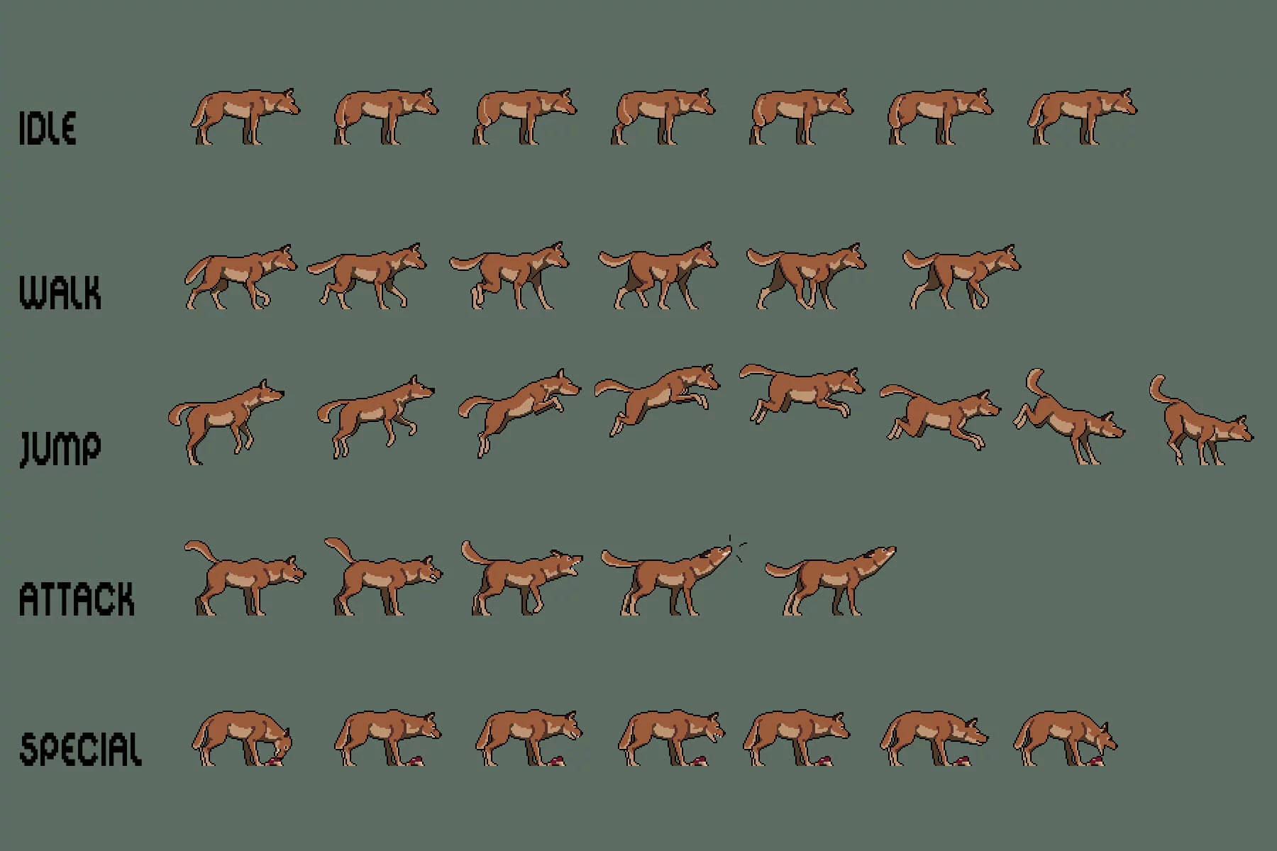 Urban Animals Sprite Sheet Pixel Art Pack