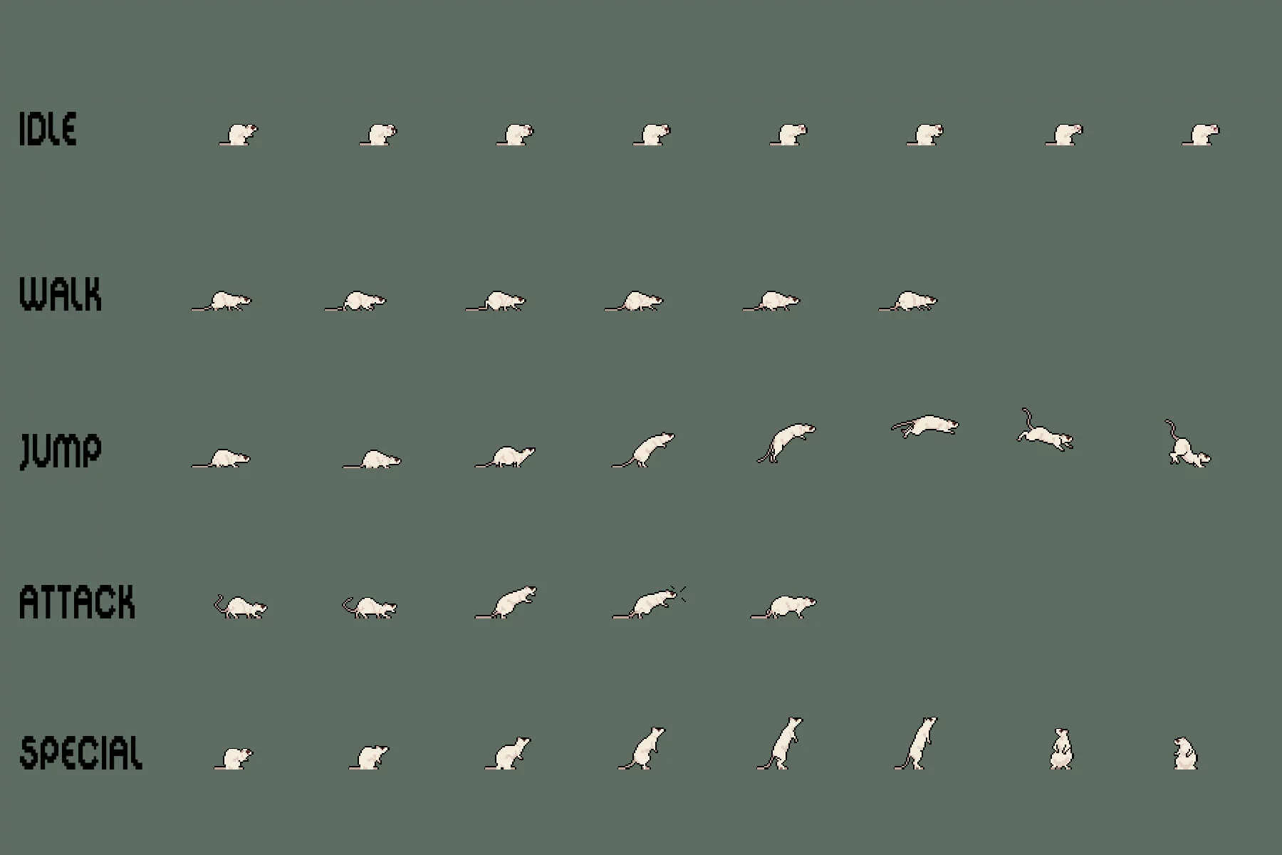 Urban Animals Sprite Sheet Pixel Art Pack