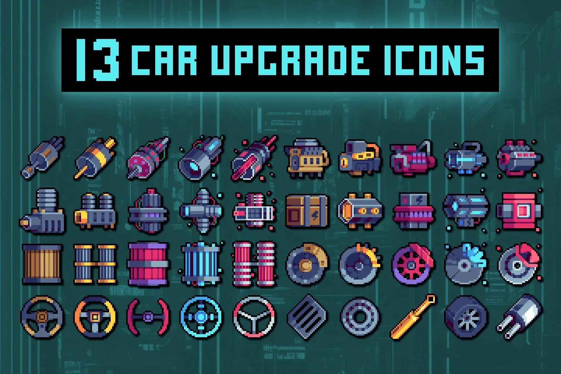 Machine Parts 32×32 Pixel Art Icon Pack