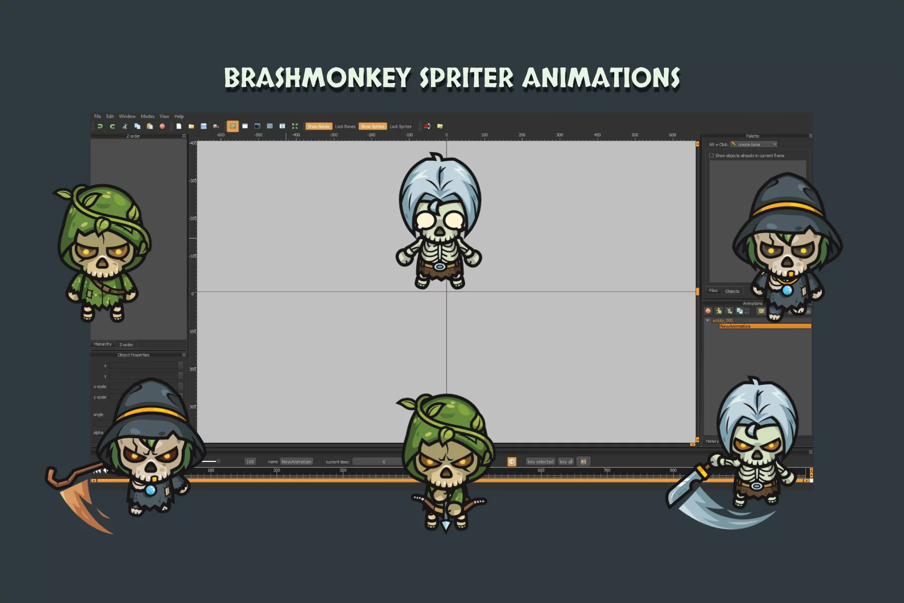 Top-Down Skeleton Characters Pack Wizard, Knight, Archer