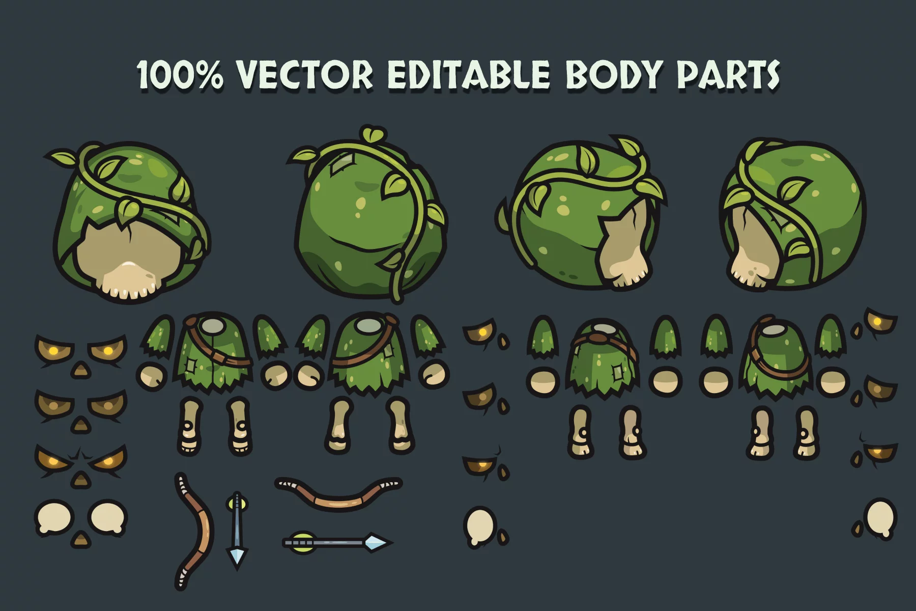 Top-Down Skeleton Characters Pack Wizard, Knight, Archer