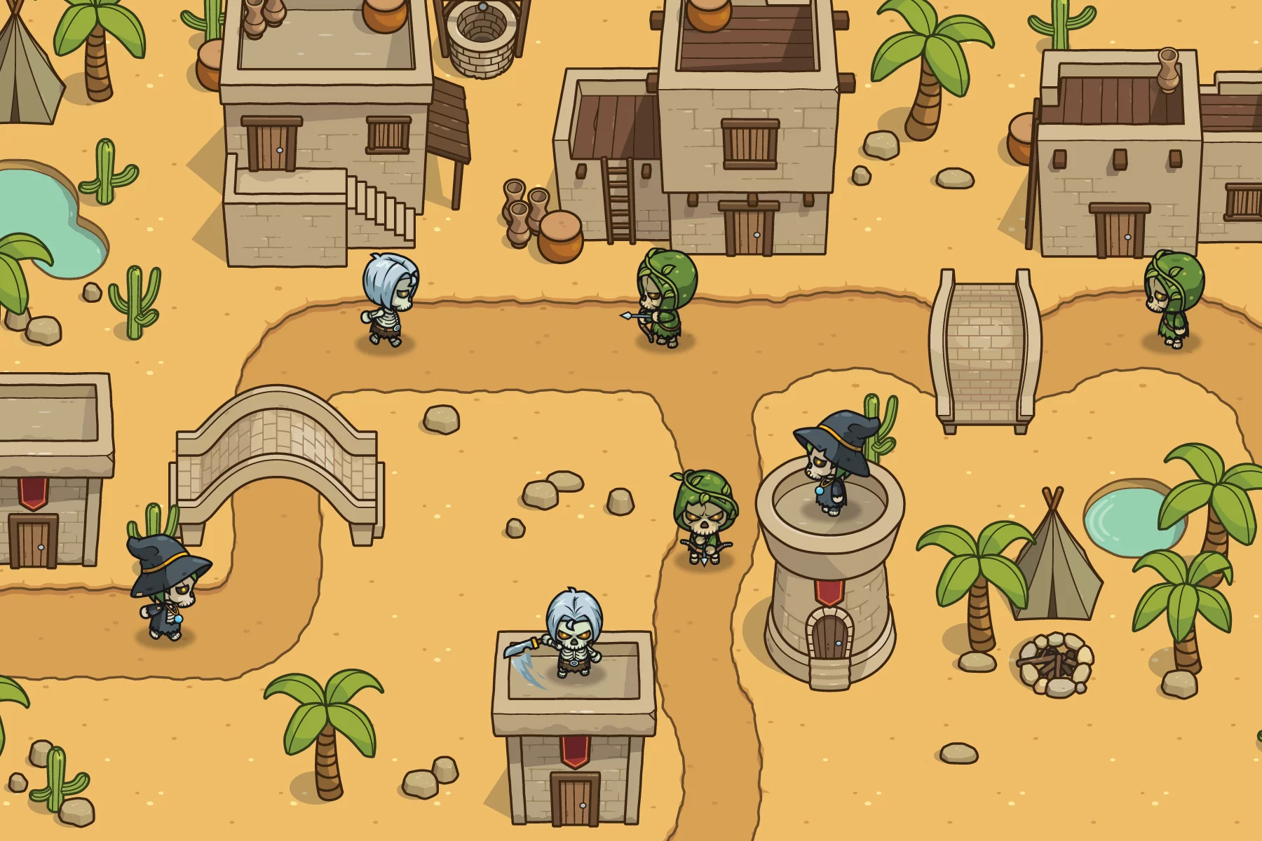 Top-Down Skeleton Characters Pack Wizard, Knight, Archer