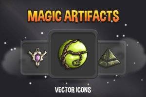 魔法神器RPG图标集：48个矢量主题物件
