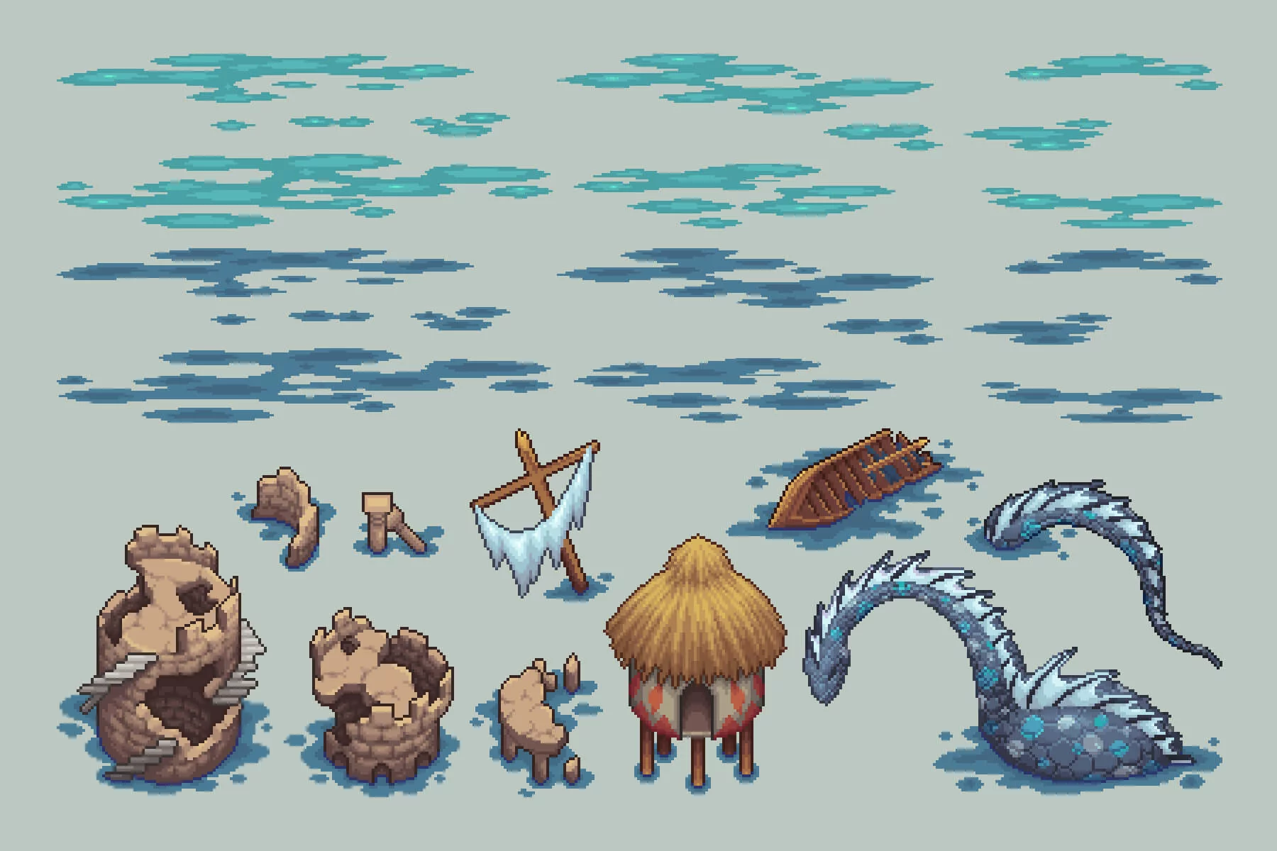 Rocky Top-Down Tileset Pixel Art for RPG