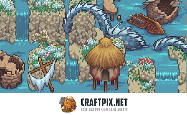 Rocky Top-Down Tileset Pixel Art for RPG