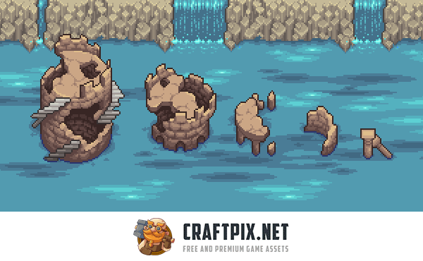 Rocky Top-Down Tileset Pixel Art for RPG