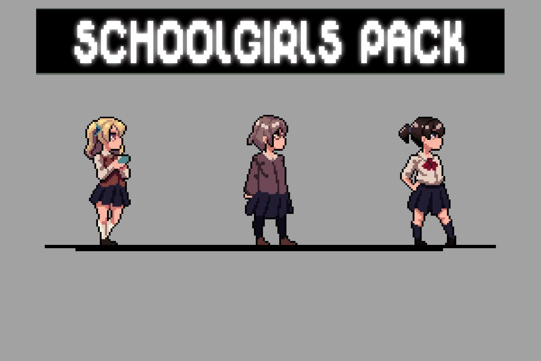 Schoolgirls Anime Character Pixel Sprite Pack
