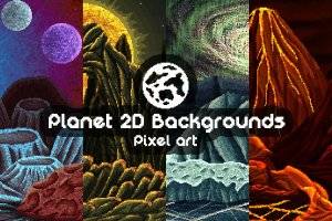 星球像素艺术2D游戏背景素材包