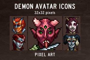 恶魔化身32×32像素图标集：48个暗黑角色素材