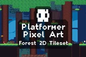 Tiny Forest Tileset 平台跳跃像素艺术素材包