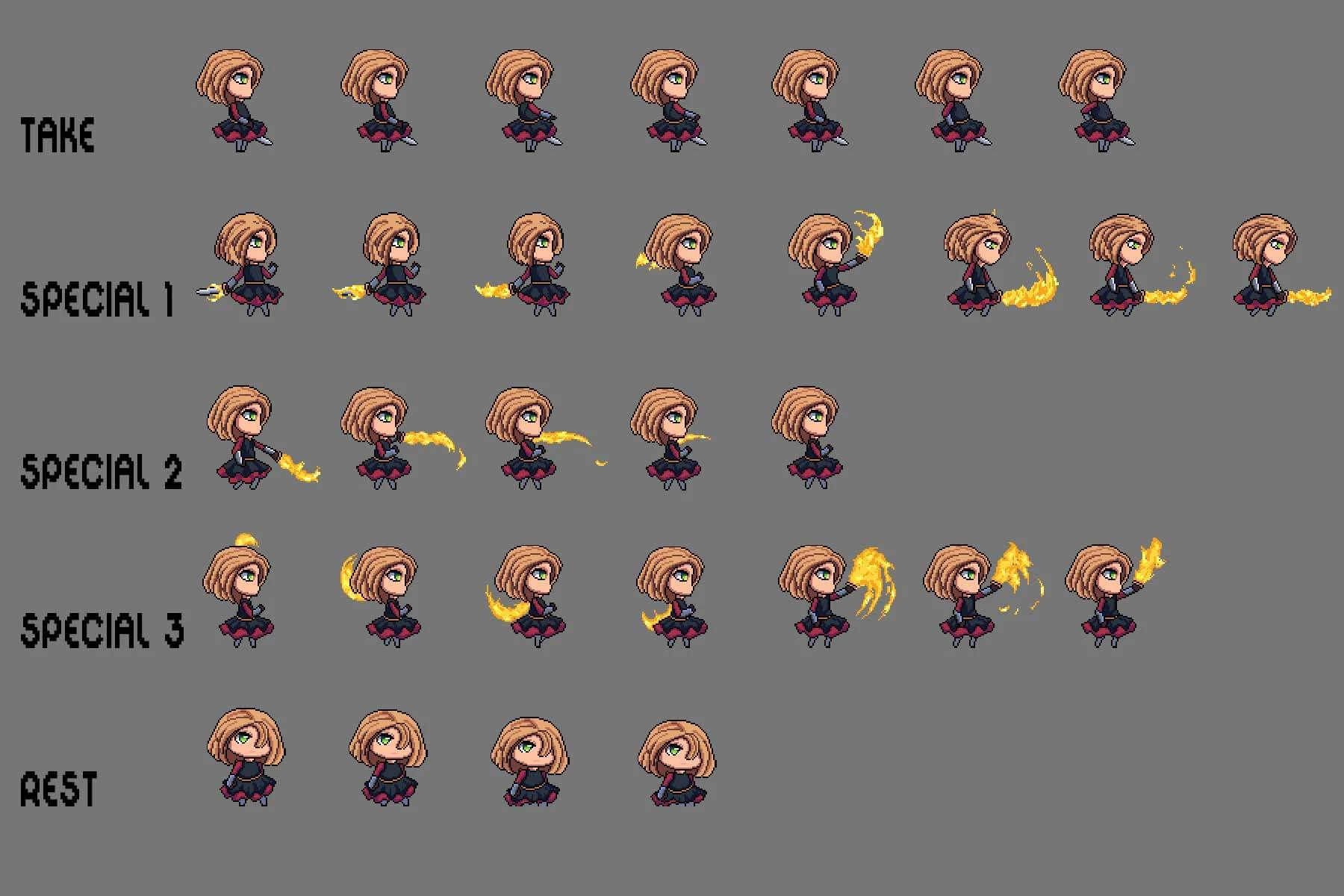 Fantasy Chibi Female Sprite Sheets Pixel Art