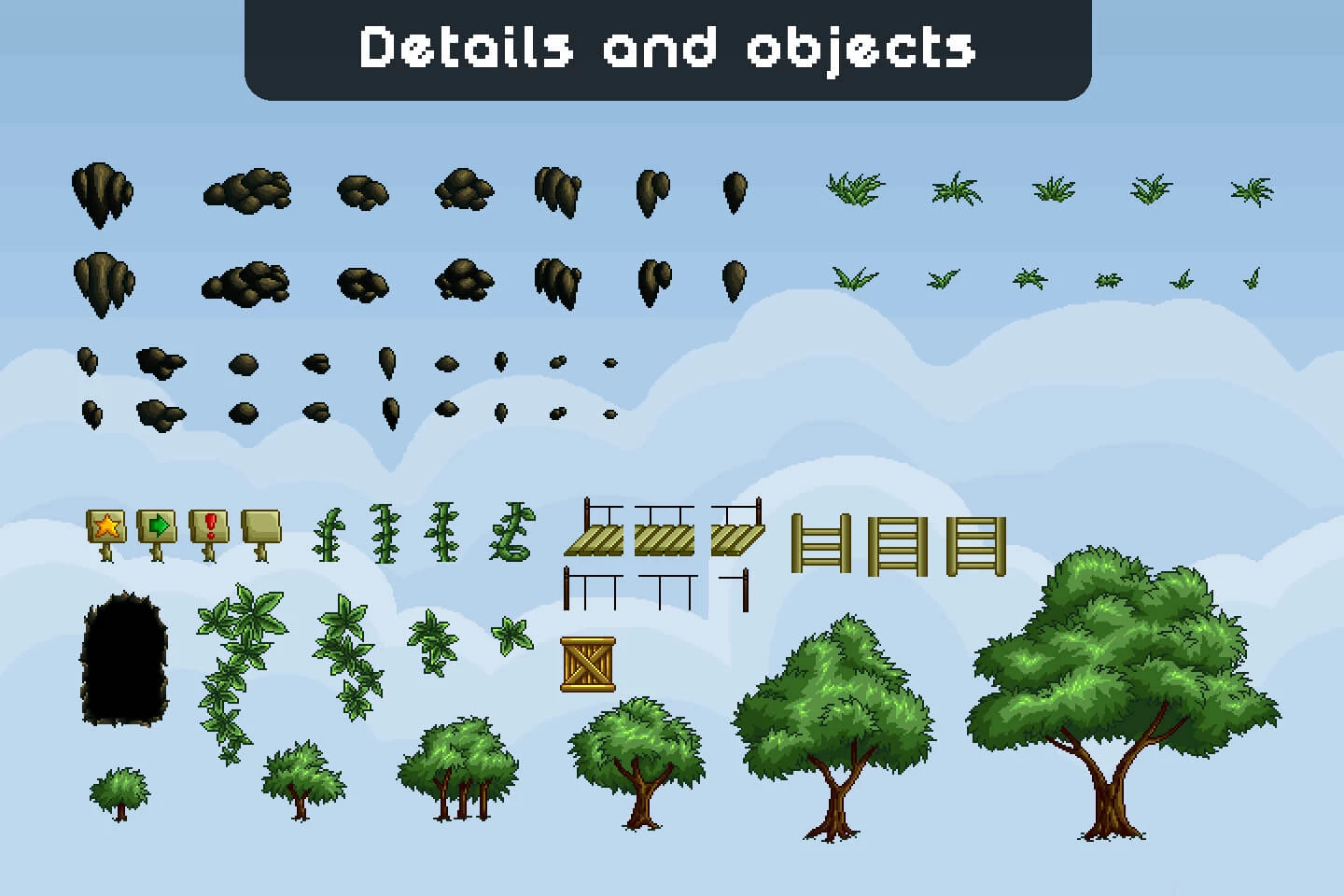 Pixel Art Forest Platformer Tileset