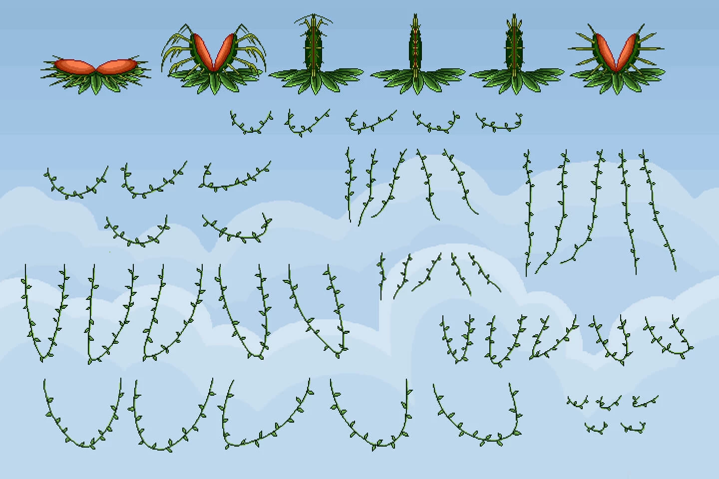 Pixel Art Forest Platformer Tileset