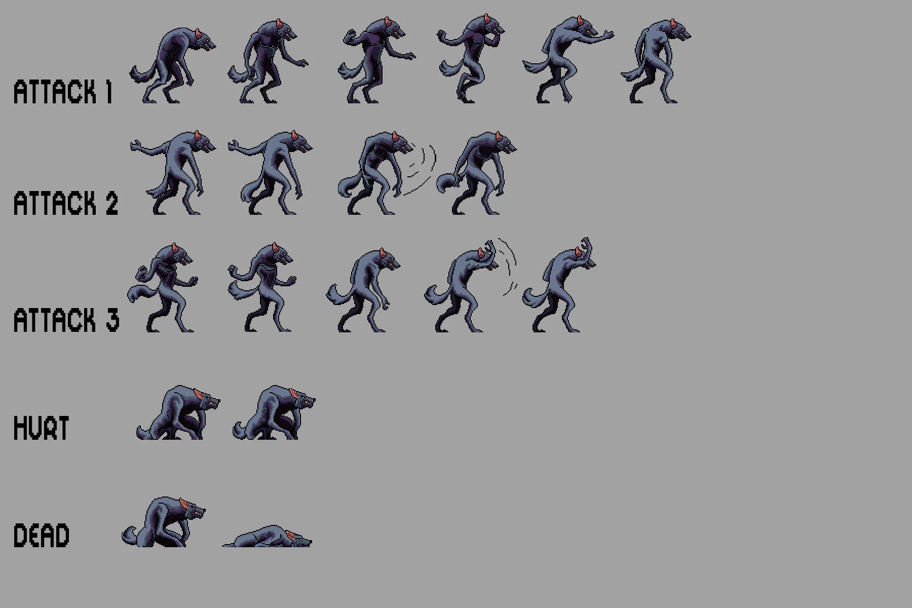 Werewolf Sprite Sheets Pixel Art