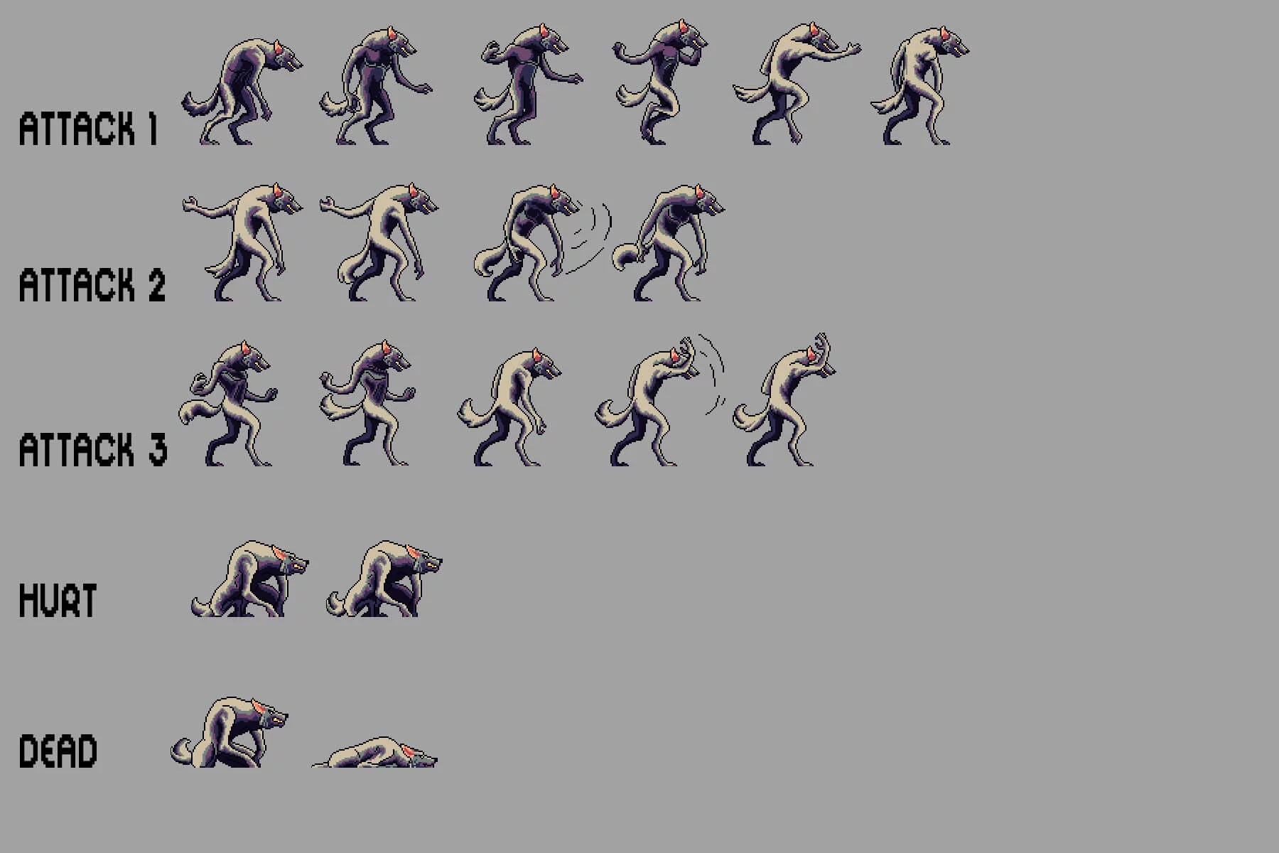 Werewolf Sprite Sheets Pixel Art