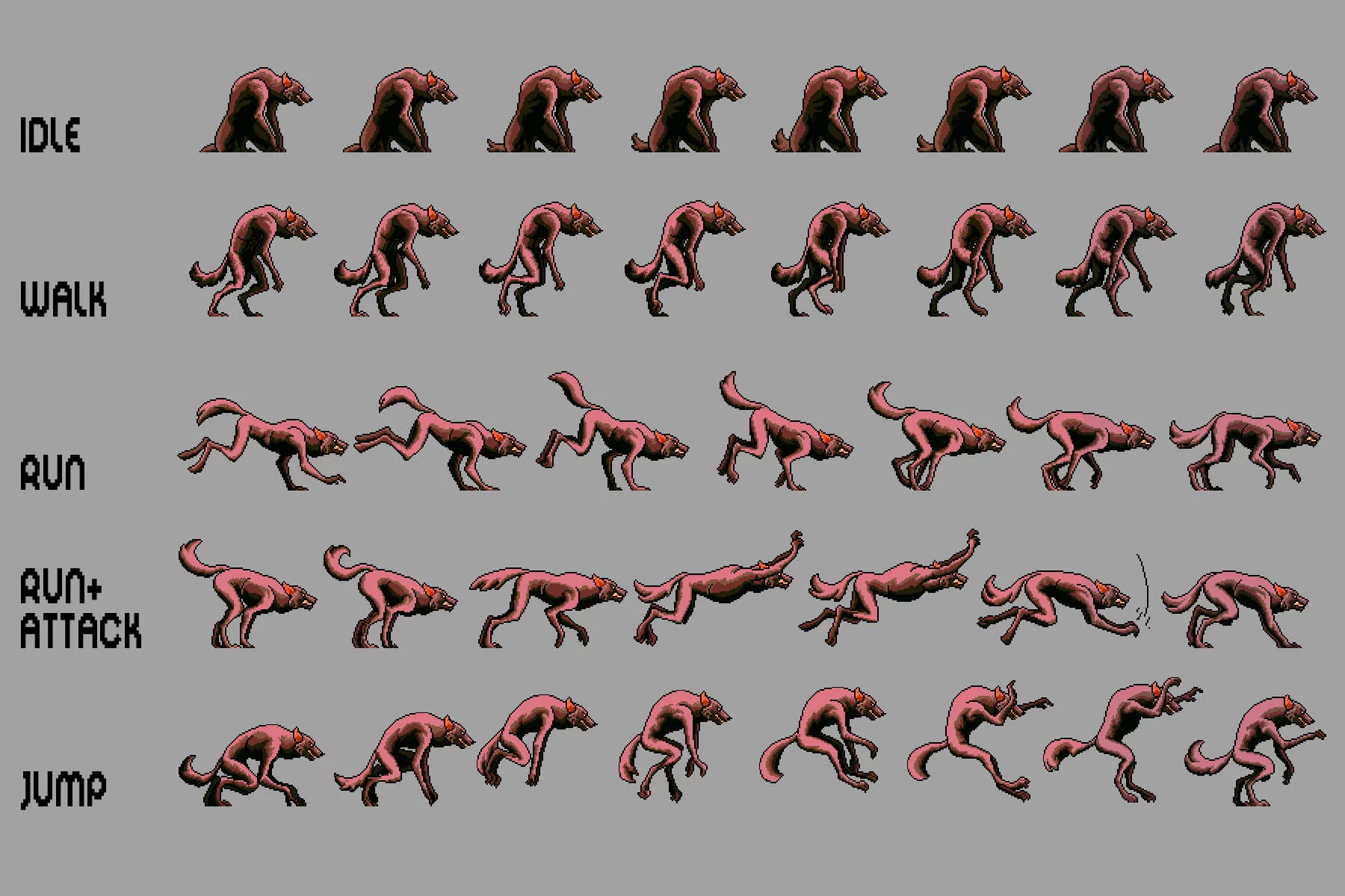 Werewolf Sprite Sheets Pixel Art