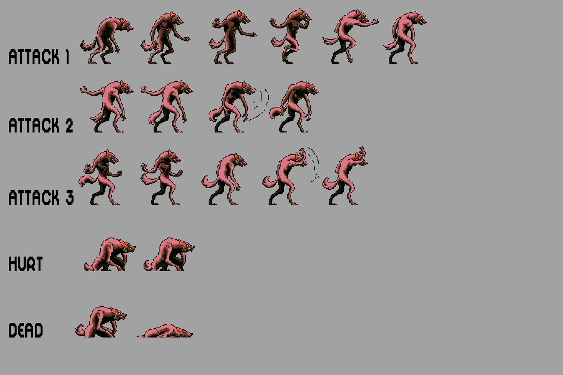 Werewolf Sprite Sheets Pixel Art