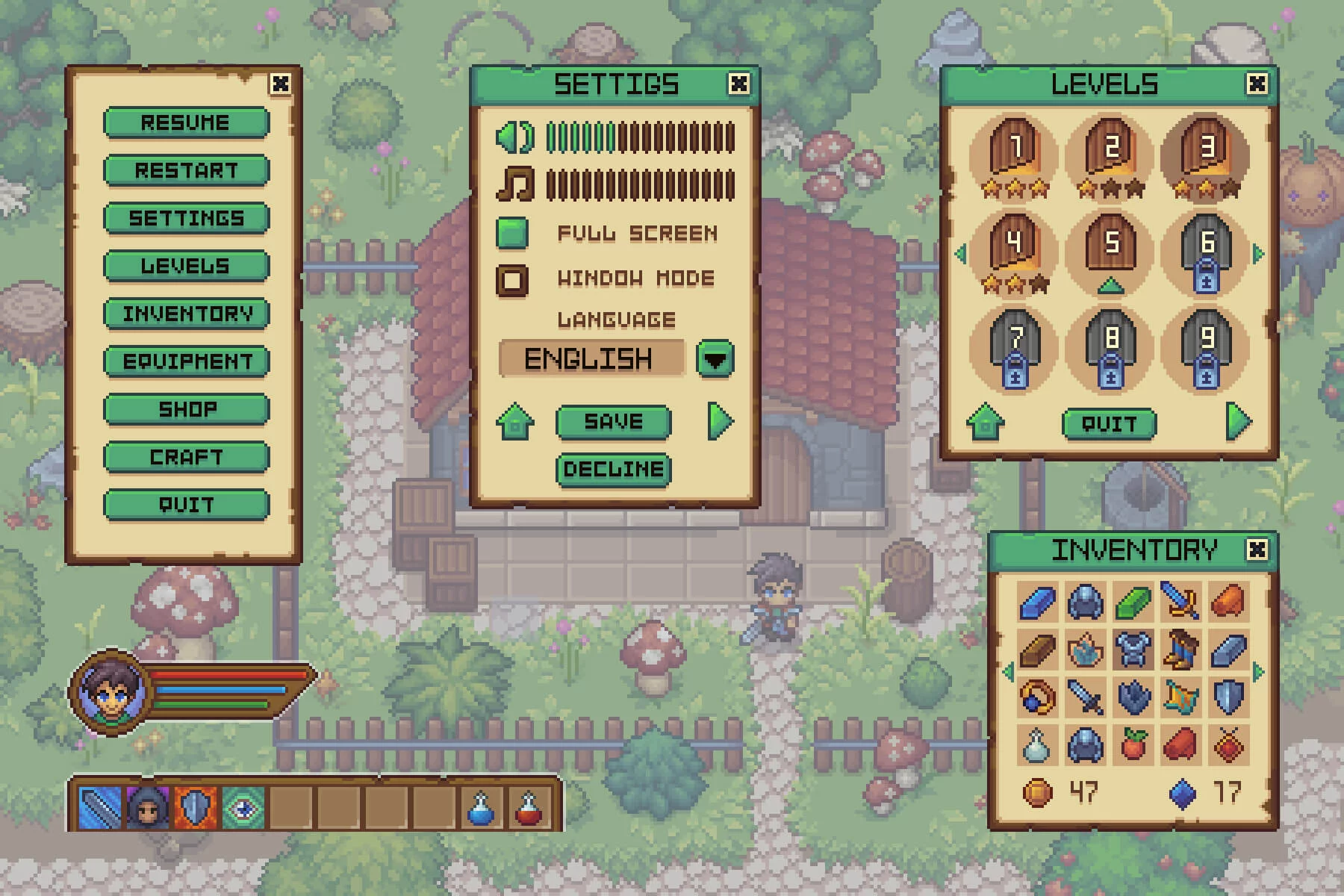 Basic Pixel Art UI for RPG