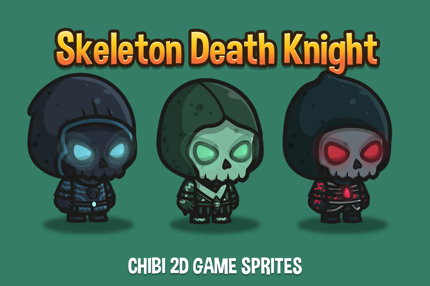 Chibi Skeleton Death Knight Character Sprites