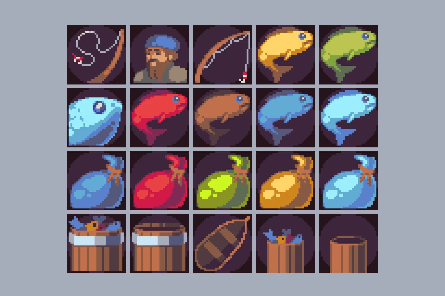 Fishing Game Assets Pixel Art Pack