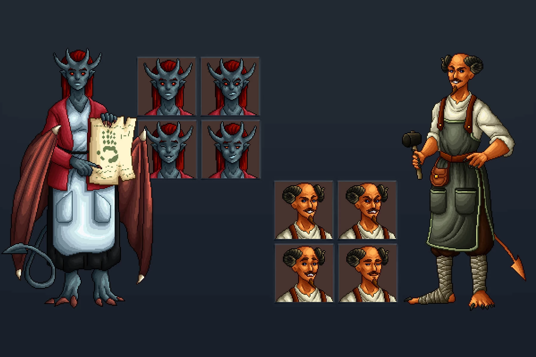 Demon Characters Full-Length Pixel Art