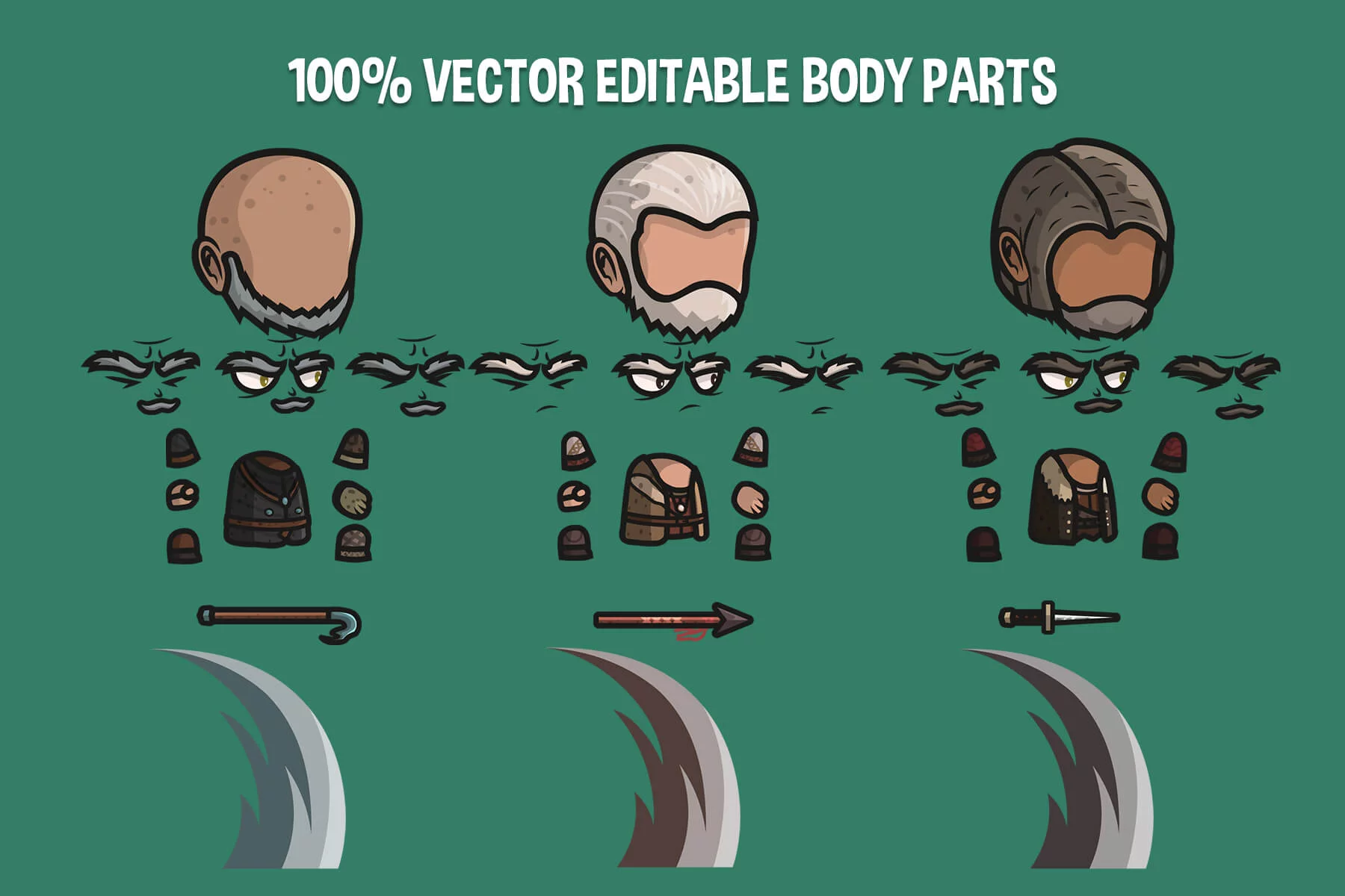 Old Hero Chibi Style Character Sprites