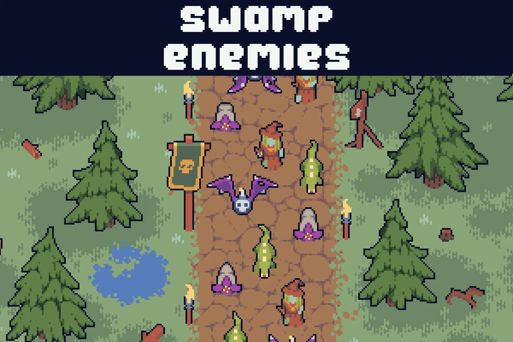 Swamp Enemies Top-Down Pixel Art