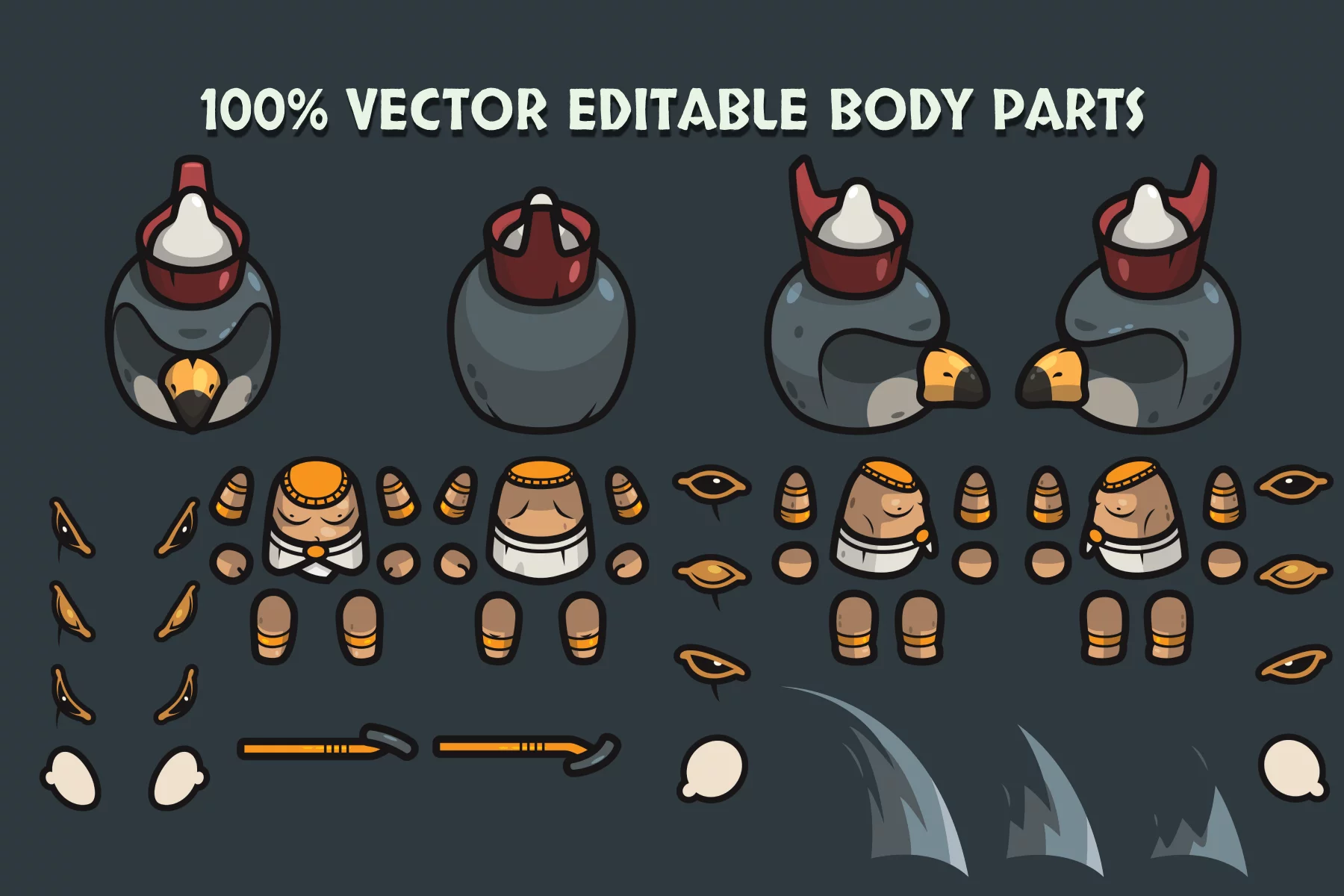 Mythology 2D Character Assets Anubis, Medusa & Horus