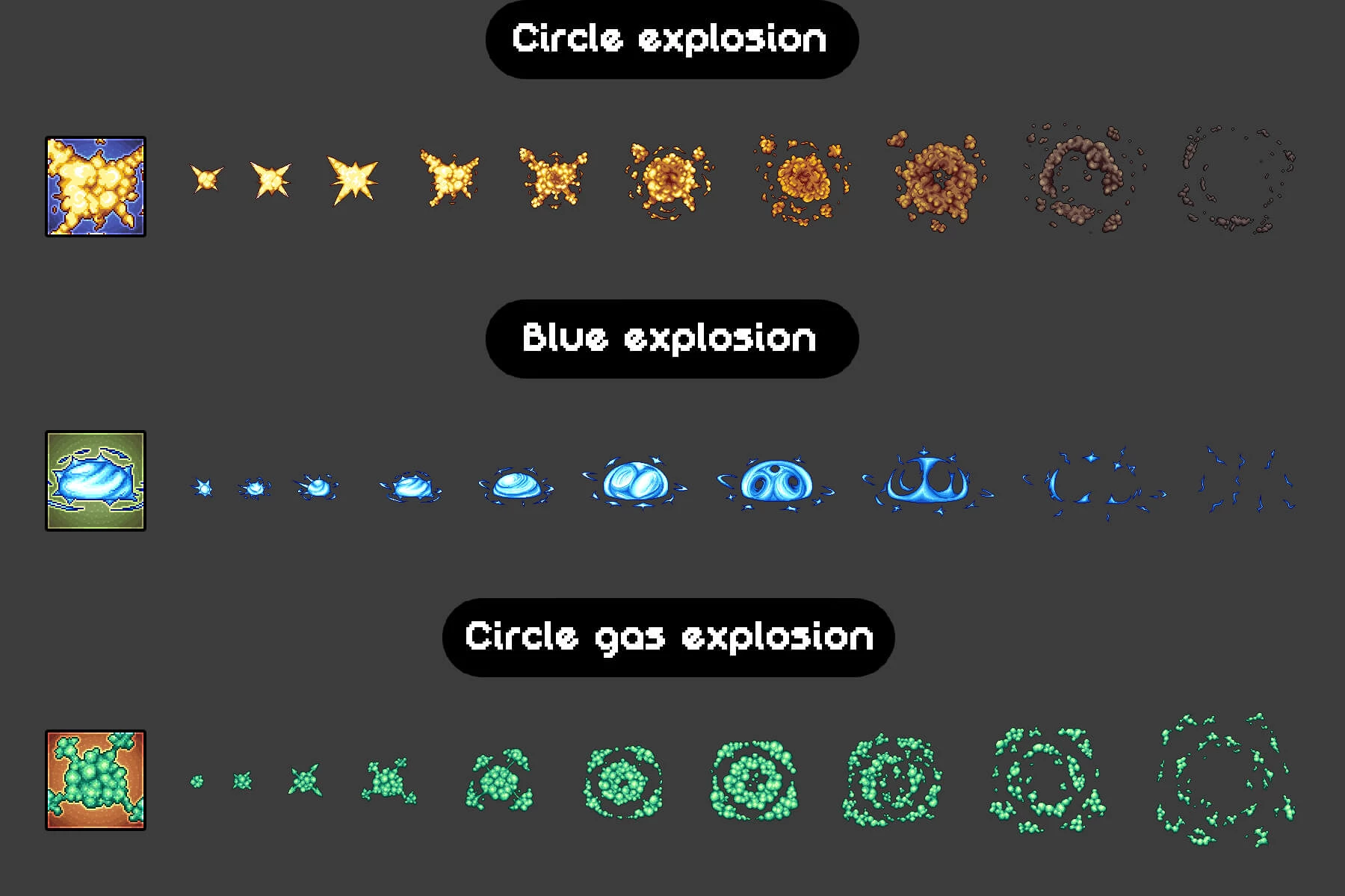 11 Pixel Art Explosion Sprites