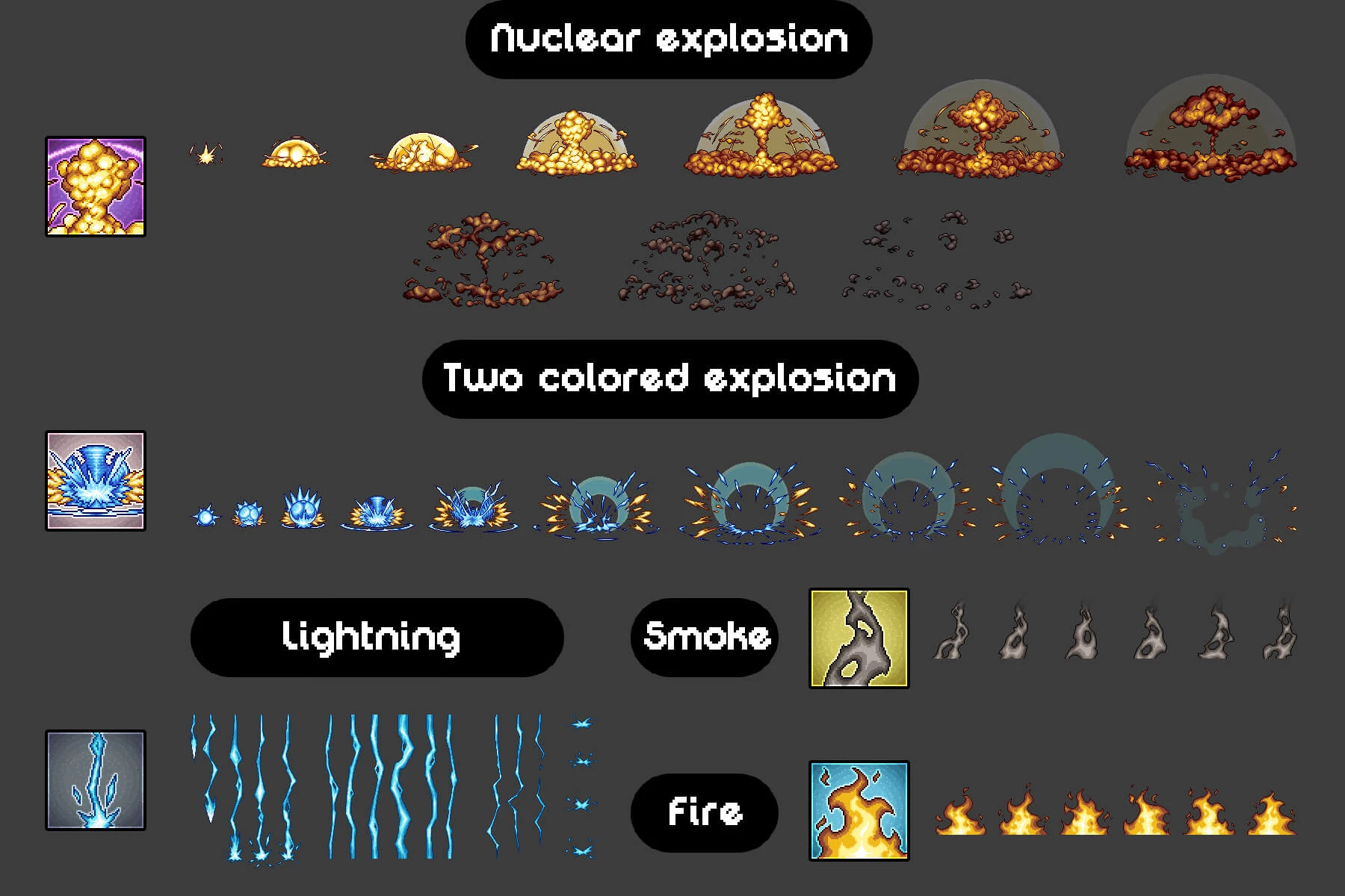11 Pixel Art Explosion Sprites