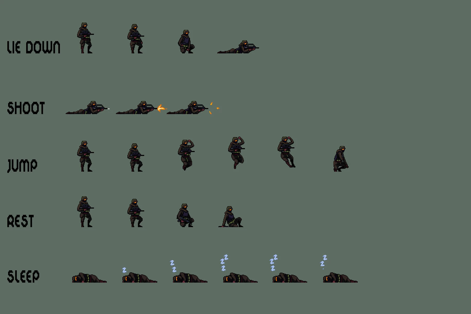Soldier Character Sprite Sheets Pixel Art Pack 2
