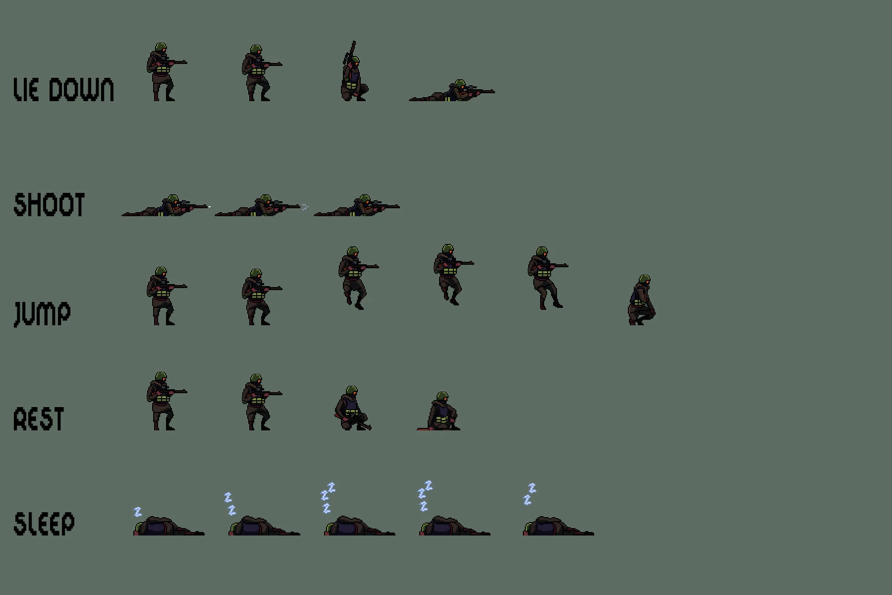 Soldier Character Sprite Sheets Pixel Art Pack 2