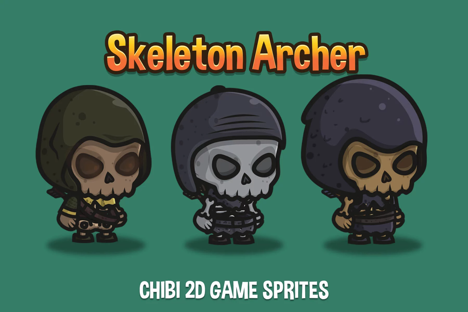 Chibi Skeleton Archer Character Sprites