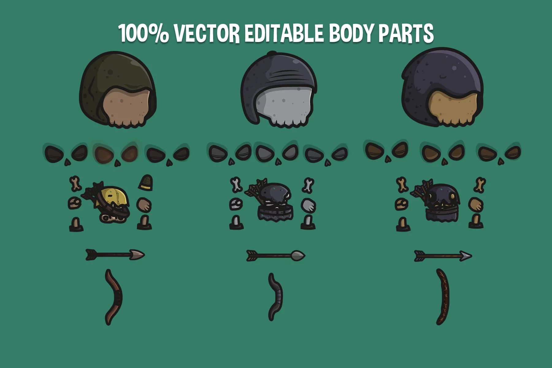Chibi Skeleton Archer Character Sprites