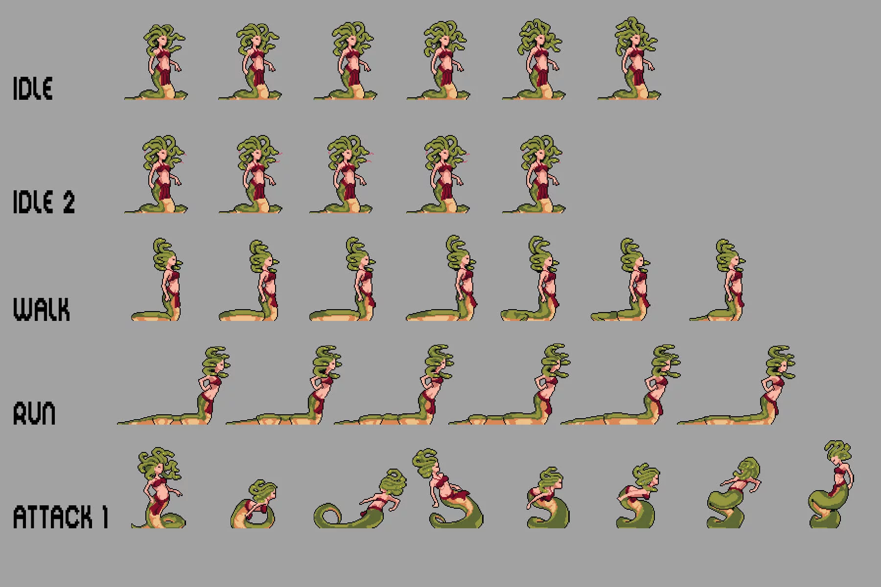 Gorgon Pixel Art Character Sprite Sheets