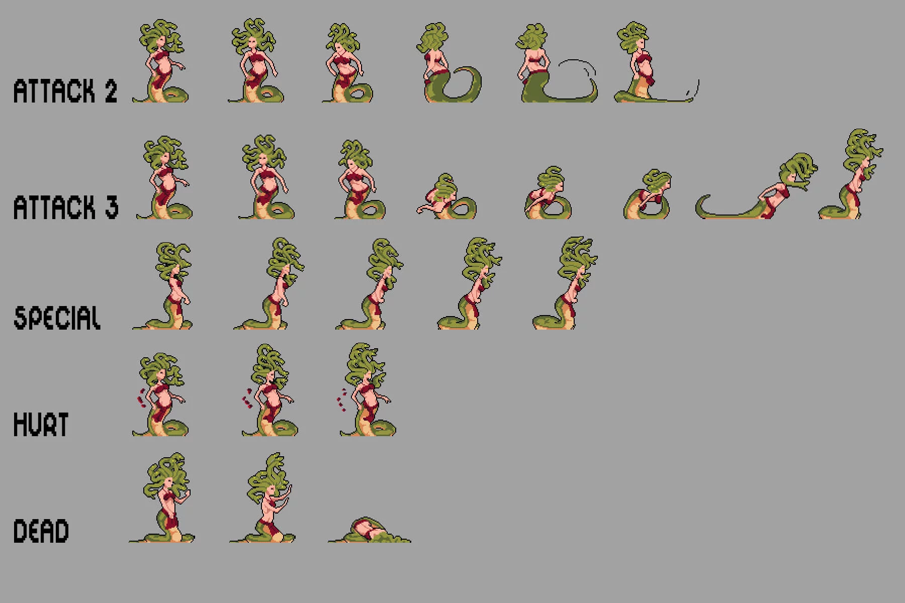 Gorgon Pixel Art Character Sprite Sheets