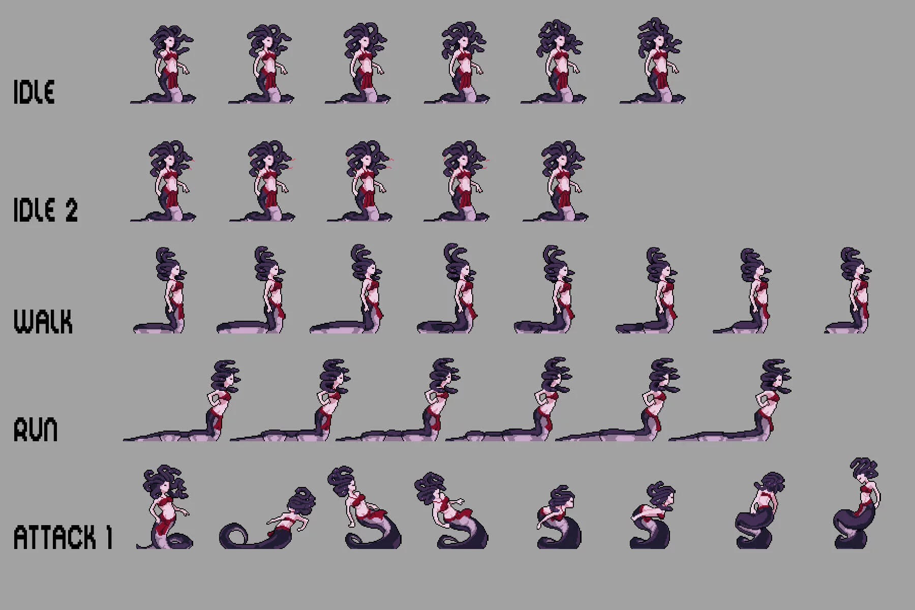 Gorgon Pixel Art Character Sprite Sheets